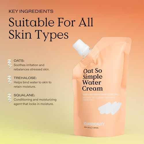 KraveBeauty Oat So Simple Water Cream Refill, Enriched With Oat & Squalane To Soothe & Lock In Moisture, Everyday Moisturizer, For All Skin Types, Vegan & Cruelty Free, 6.76 fl oz