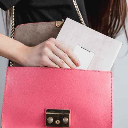 Portable Folding Mirror, 2 Pcs Ultra Slim Pocket Makeup Mirror Mini Travel Mirrors for Purse Aluminum Shell Compact Mirror for Travel Daily Work Business (3.34 ¡¿ 1.99 Inches)