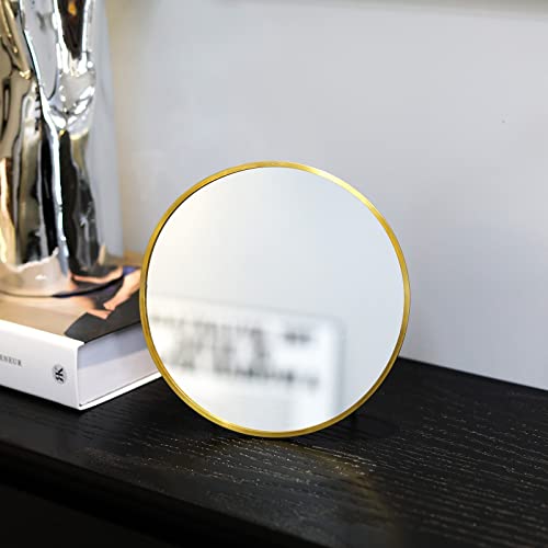 Gold Round Vanity Makeup Mirror 6.3 x 5.9 in — LONGSHENG Desk/Tabletop Mirror
