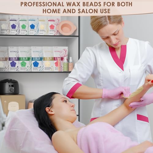 KOTAMU Hard Wax Beads, 6 Packs Waxing Beads for Hair Removal- Facial Bikini Brazilian Leg Sensitive Skin Full Body- Stripless Wax Beans Kit for Coarse & Fine Hair, Ideal for Women Men Home Salon Use