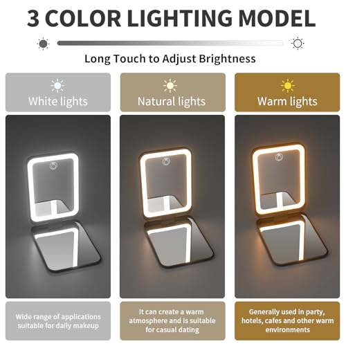 Kintion Rechargeable Pocket Mirror 1X/3X LED Compact Travel