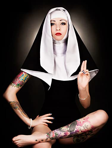 Halloween Nun Costume Accessories Set with Face Tattoo