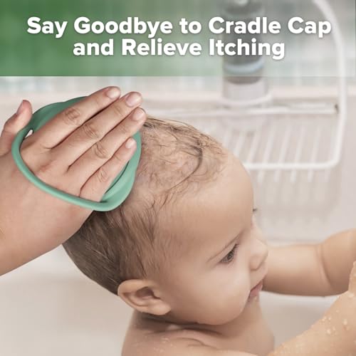 Haakaa Silicone Baby Shampoo Brush - Green, Cradle Cap & Hair Scrubber, Gentle & Hypoallergenic