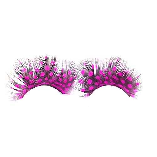 Magenta Dot Feather Eyelashes – Tropical Pattern False Lashes