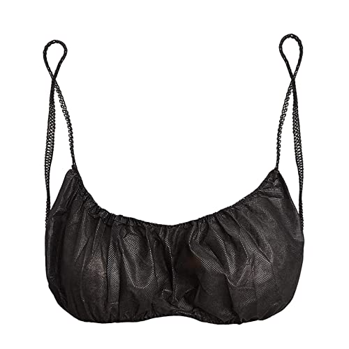Disposable Extra Large Size Black Bra with Elastic 50 Pack for Spray Tanning