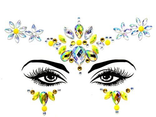 Face Jewels Rhinestone Stickers Set - 6 Sheets Festival & Halloween