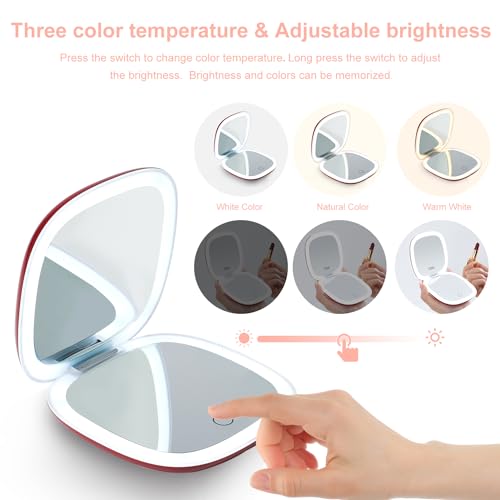 Mocado 4-Inch Compact Mirror with Light | 1x/10x Magnifying, Rechargeable