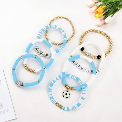 Game Day Soccer Bracelets for Women - Stackable Heishi Beaded Jewelry