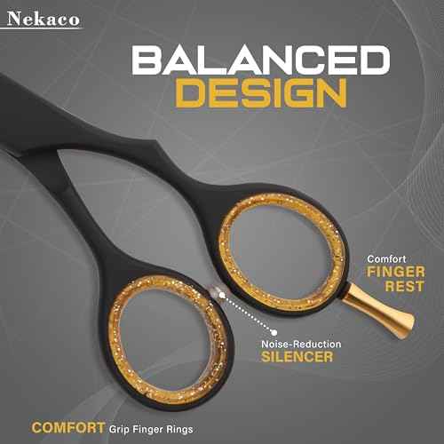 Professional 6.5 inches Hair Cutting Scissors, Premium Quality Stainless Steel Hair Scissors, Hair Shears with Adjustable Screw for Barber Salon & Home (Black, 6.5 inches)