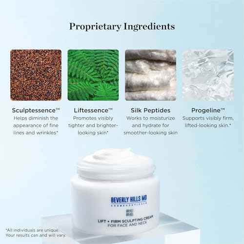 Beverly Hills MD Lift & Firm Sculpting Cream- Tighten & Tone Skin, Anti-Aging Lotion for Smooth, Moisturized Complexion- Lift and Smooth Face, Neck, D?collet? w/Silk Peptides, + Aloe Vera, Vitamin E