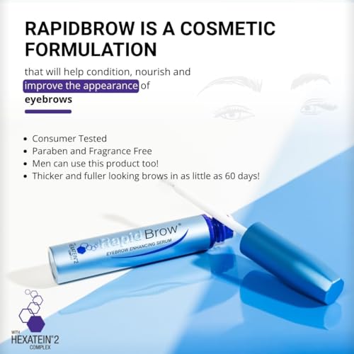 rapidBrow Eyebrow Enhancing Serum 3 mL - Hydrating Hair Serum for Visibly Thicker-Looking Brows with Hexatein 2 Complex