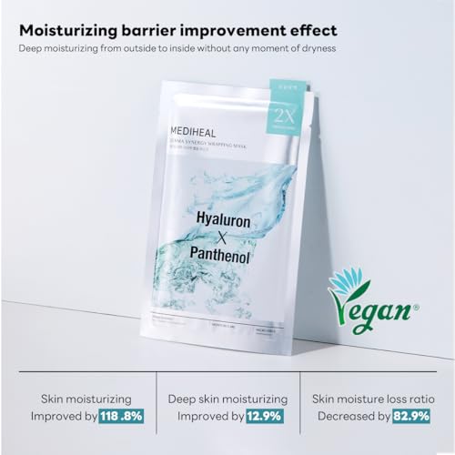 Mediheal Derma Synergy Wrapping Mask for Moisturizing Barrier (4 Packs) - Improved Skin Moisturization With Hyaluron Panthenol