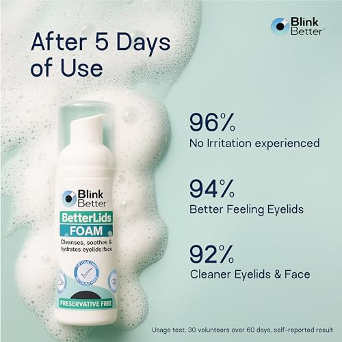 BetterLids Foaming Eyelid Cleanser ? Gentle Daily Foam for Eyelids, Eyelashe Wash & Face, Soothing Tea Tree Oil Formula with Ectoin & Centella, Non-Stinging, Preservative-Free, 2 fl oz
