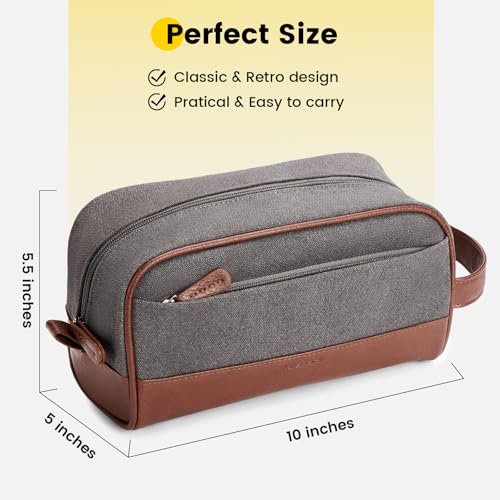 Vorspack Grey Canvas Toiletry Bag - Water Resistant Travel Organizer