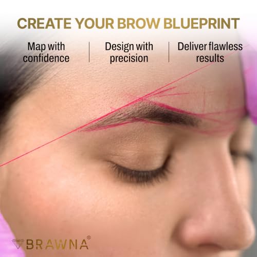 BRAWNA Pink Mapping String for Eyebrow Measuring 2-Count (Pink, Pack of 2) - Pre-Inked Brow Mapping Tool