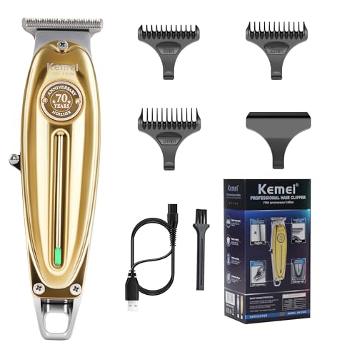 KEMEI Professional Cordless T-Blade Hair & Beard Trimmer - Model 1949 Gold