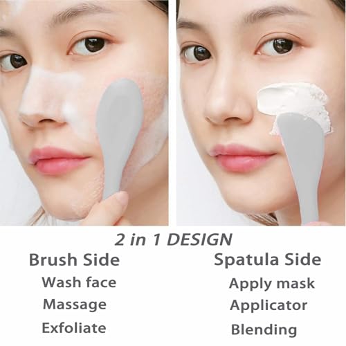 Double-End Silicone Face Mask Brush Set - Grey & Purple