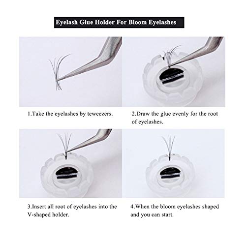 300 Pcs Lash Fan Glue Cups with V-Shaped Bases & Holder
