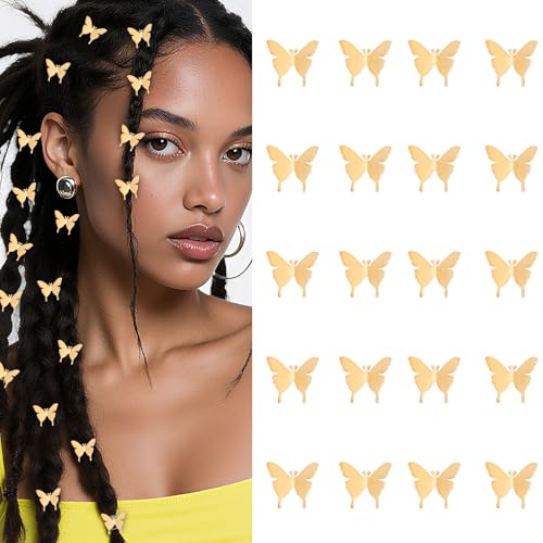 Gold Butterfly Hair Clips for Women & Girls - 20 Pcs Mini Metal Braid Accessories