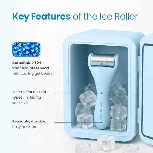 PLANTIFIQUE Facial Ice Roller - Puffiness Cryotherapy Skin Care Massage Tool - Stainless Steel Roller for Men & Women - Metal Massager for Face, Eyes and Body