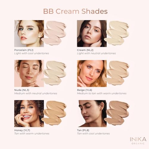 INIKA Organic BB Cream Foundation - Hydrating & Anti-Aging, 1 fl oz