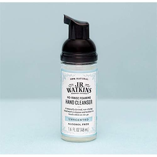 J.R. Watkins No-Rinse Foaming Hand Cleanser ? Hand Soap in Pump Dispenser ? Bathroom & Kitchen Foam Cleaner ? All Natural, Alcohol Free, Unscented, 1.6 fl. Oz., Single