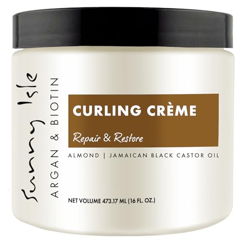 Sunny Isle Argan & Biotin Curling Cream - Lightweight, Curl Enhancing Cr?me, Paraben Free 16oz