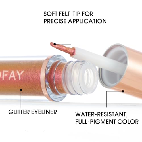 PHOFAY 8-Piece Liquid Glitter Eyeliner Set - Waterproof
