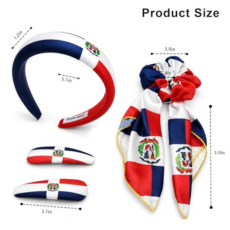 Dominican Republic Flag Hair Accessory Set 4-Piece