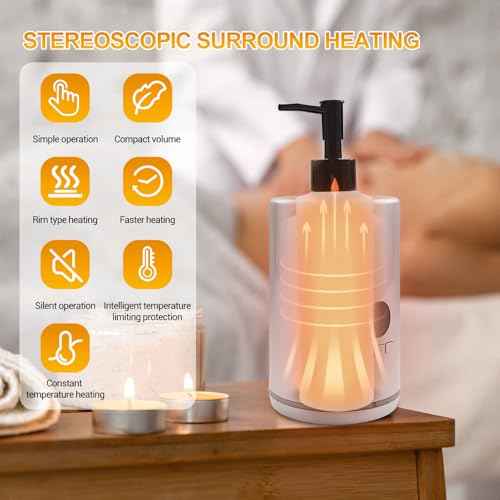 Oil Warmer for Scented Oil£¬Massage Oil Warmer for Massage, Lotion Oil Warmer, Body Oils Heater for Spa, Salon and Barber Shops, with Two Oil Bottle Dispenser, Constant Temperature, Black