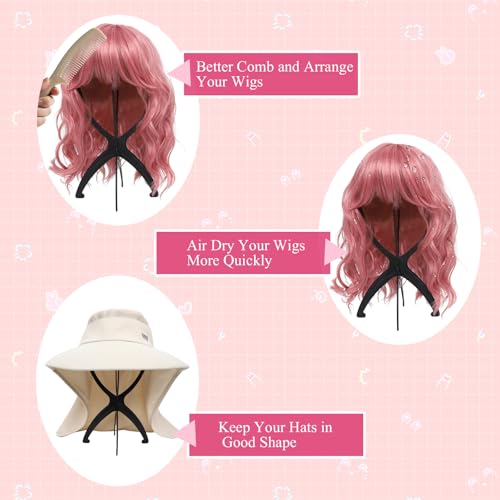Portable Wig Stand Holder 2 Pack, Collapsible Tripod for Wigs and Drying