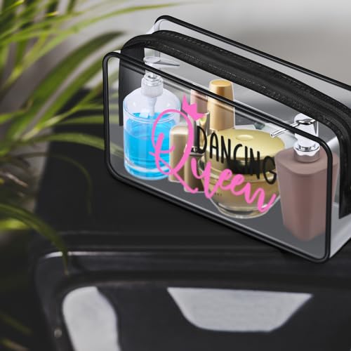 Abbylike 24 Pcs Cheer Gifts Cosmetic Bag 7 x 4.7 x 2.4'' Makeup Bag Cosmetic Toiletry Zipper Pouch Clear Zipper Case for Cheerleaders Women(Dance)