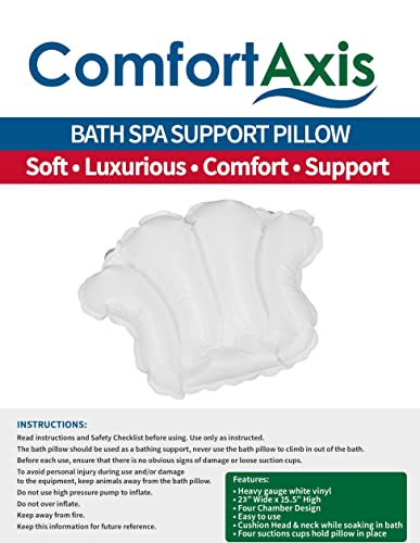 Comfort Axis White Vinyl Shell-Shaped Spa Bath Pillow - Pack of 1