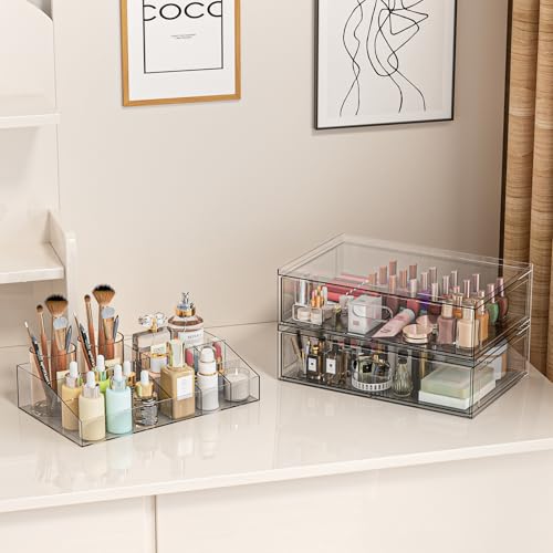 12'' Clear Acrylic Makeup Organizer with Drawers | Stackable