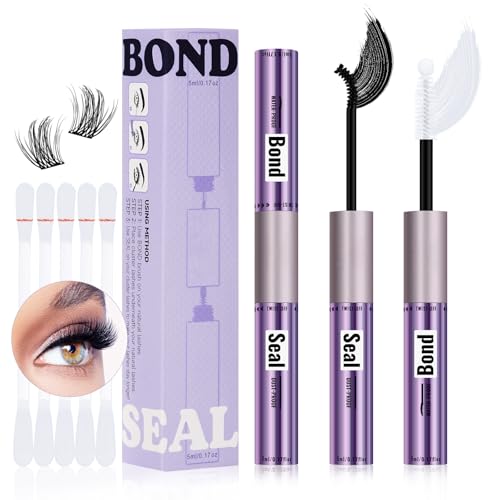 Bond and Seal Lash Glue 10ml Lash Bond and Seal Waterproof 72 Hour Eyelash Bond and Seal Strong Hold 2 in 1 Lash Glue and Bond Lash Seal and Bond for Wispy DIY Lash Clusters£¨GM-FD-ShuangT-Hei£©