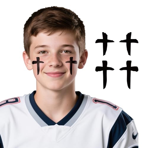 48Pairs 2Style Cross Eye Black Temporary Tattoos, Smudgeproof EyeBlack Sticker for Football Baseball Softball Lacrosse Themed Birthday Party Supplies