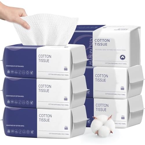 Disposable Face Towel, 600 Count Face Towels, for Washing Soft Cotton Dry Wipes Facial Cloths Towelettes for Washing and Drying, Facial Tissue for Cleansing, Skincare and Makeup Remover