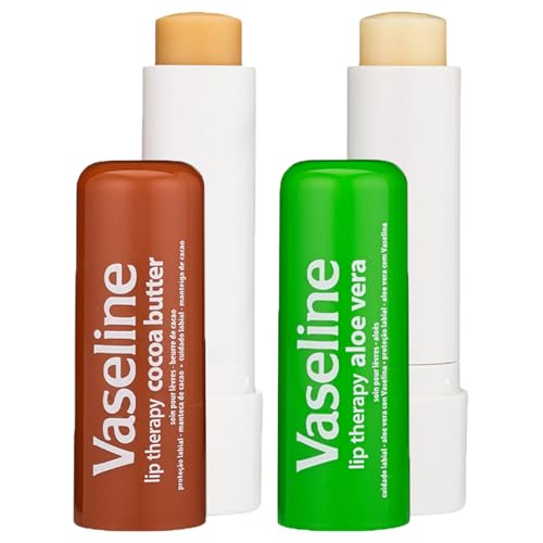 Vaseline Lip Therapy Variety 4-Pack ? Cocoa Butter + Aloe Vera Moisturizing Lip Balm with Vitamin E, 0.16 Oz Ea