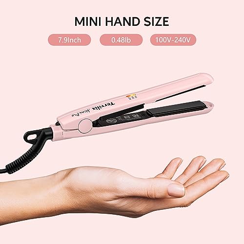 Terviiix Mini Flat Iron Hair Straightener, 1/2" Ceramic Plates, Dual Voltage