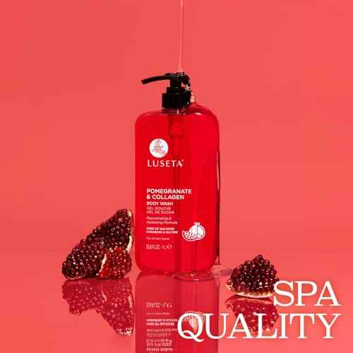 Luseta Pomegranate & Collagen Body Wash Rejuvenating Shower Gel Body Cleanser for All Skin Types Moisturizing and Hydrating Dry Skin 33.8oz