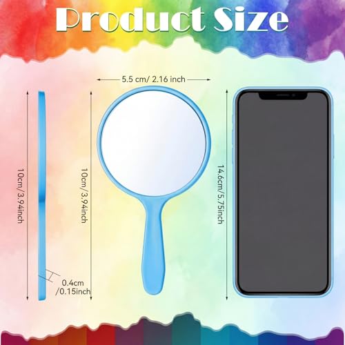 Jetec 25 Pcs Handheld Mirror with Handle, 3.94" Round Compact