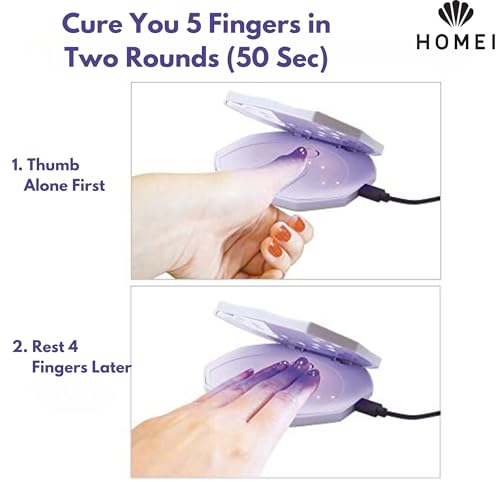 HoMei LED Nail Lamp with UV Reduction, Portable Nail Gel Light for Nail Polish (Rechargable), Compact Design, 25 Sec Japanese Geil Nail Drying Technology to Cure