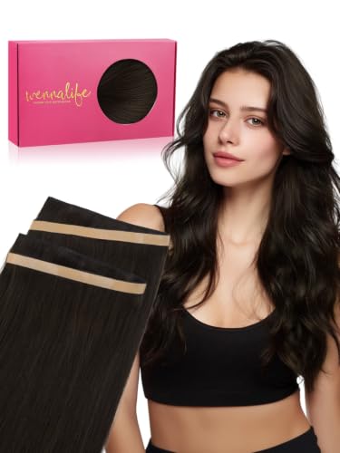 Tape In Weft Hair Extensions 16" Remy Human Hair, Dark Brown