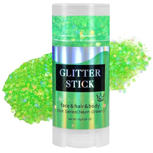 Mysense Neon Green Body Glitter Stick - Face & Hair