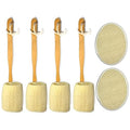 6 pcs/Set - 4 Natural Exfoliating Loofah luffa loofa Bath Brush On a Stick - with Long Wooden Handle Back Brush for Men & Women - 2 XL Large Exfoliating Body Pad - Shower Sponge Body Back Scrubber