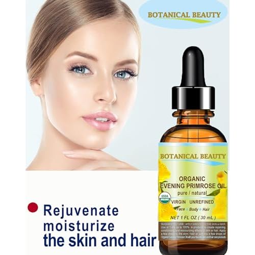 Botanical Beauty Organic EVENING PRIMROSE OIL 100% Pure Natural Undiluted Unrefined Virgin Cold Pressed Carrier Oil. 0.5 Fl.oz.- 15 ml for face, skin, hair, nails