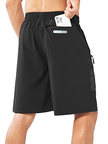 NORTHYARD Men's Athletic Running Shorts Quick Dry Workout Shorts 7"/ 5"/ 9" Lightweight Sports Gym Basketball Shorts Hiking Exercise Black-9inch S