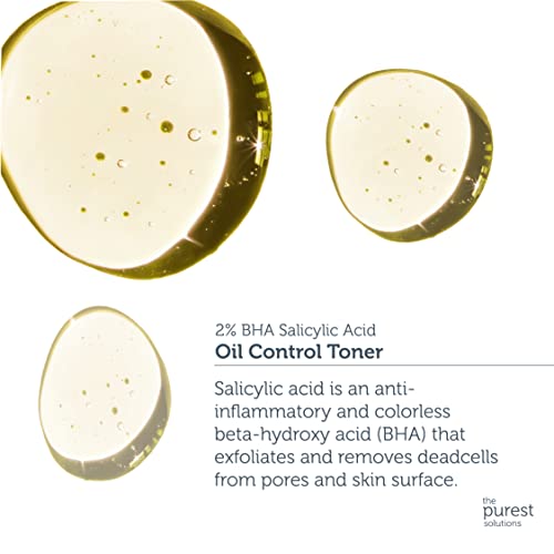 The Purest Solutions Oil Control Toner (2% BHA Salicylic Acid) - Oily, Pore Balancing Toner for Acne & Scarred Skin - Blackhead Targeted Formula - Vegan | Cruelty Free | Eco Friendly (6.76 fl. oz)