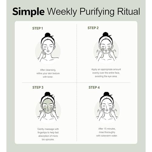 Korean Herbal Green Tea Clay Mask for Deep Pore Cleansing & Blackheads, Bentonite & Mugwort Soothing Formula, 80g/2.82 oz