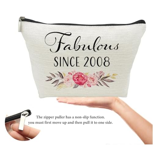 18th Birthday Gifts for Girls, Sweet 18 Year Old Gift Makeup Bag, 18 Birthday Gift Makeup Bags for Her, Sister, Friend, Daughter, Teen Girl Gifts Makeup travel Bag, Cosmetic Bag, Fabulous Since 2008